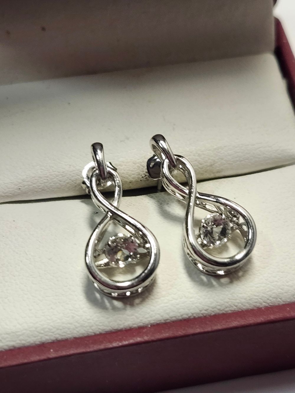 Swarovski Sterling Silver Infinity Drop Earrings with Clear Swinging Crystals